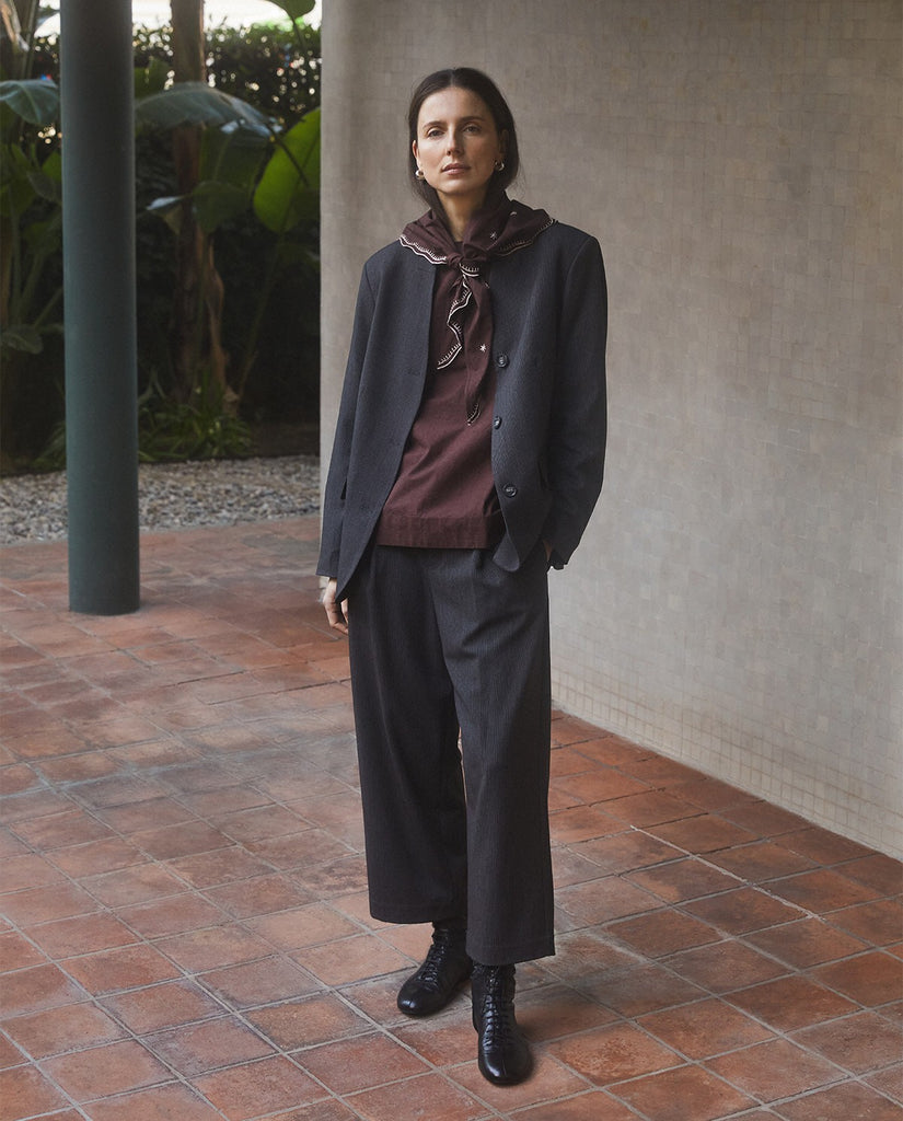 Yerse - Barrel Leg Stripe Trousers -