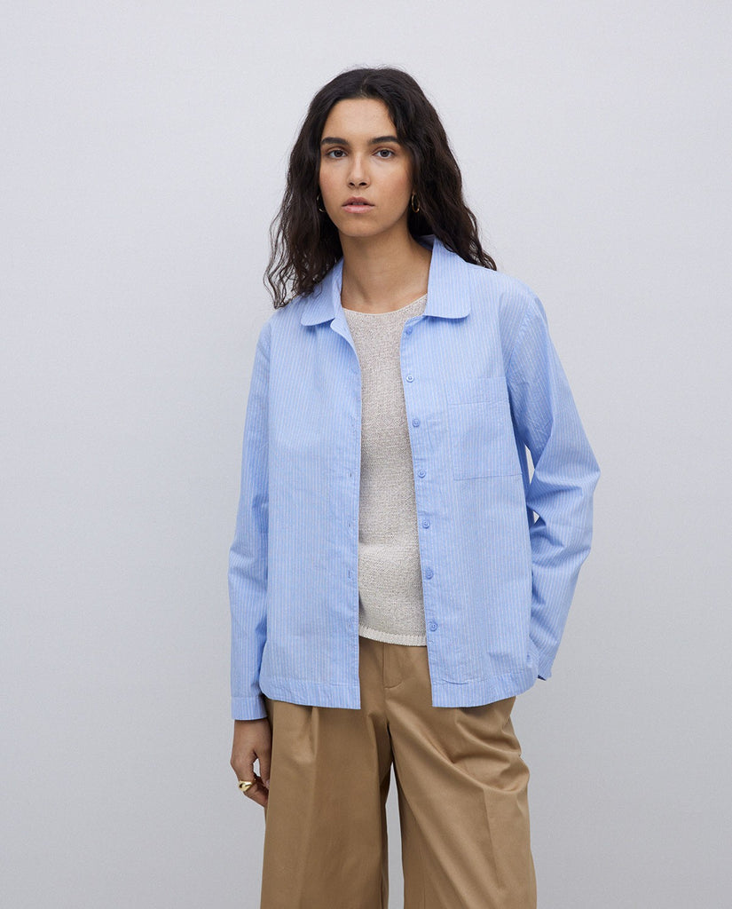 Yerse - Poplin Shirt - Blue Stripes