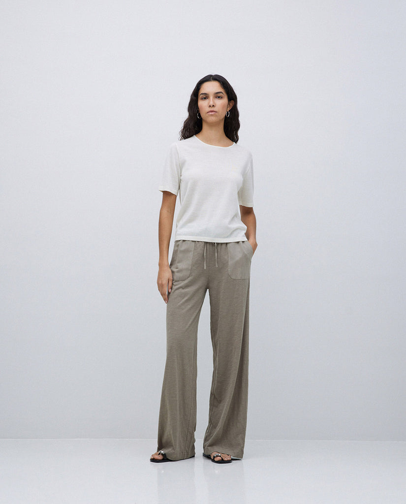 Yerse - Claudie Wide Leg Pant - Kaki