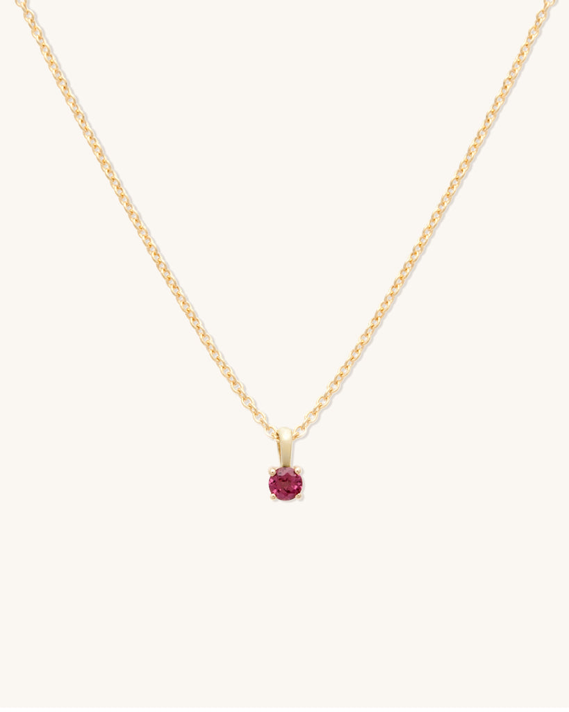 Leah Alexandra - Birthstone Necklace - Gold & Ruby