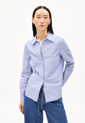 ARMEDANGELS - Louilaa Striped Blouse - White - Lapis Blue