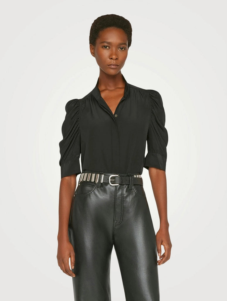 FRAME - Gillian Silk Top - Black