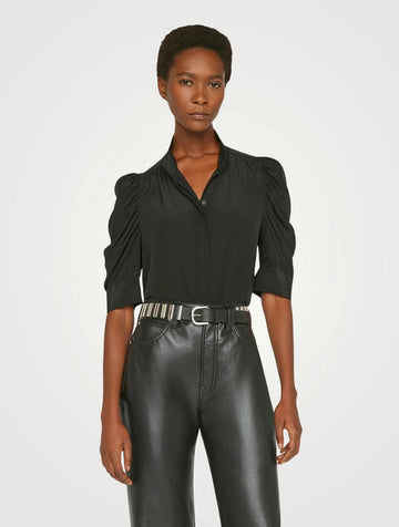 FRAME - Gillian Silk Top - Black
