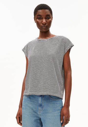 ARMEDANGELS - Oneliaa Lovely Stripes T-Shirt - Black-Oatmeal