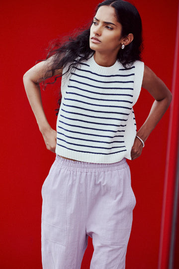 Eve Gravel - Poppy Knit Vest - Cream Marine