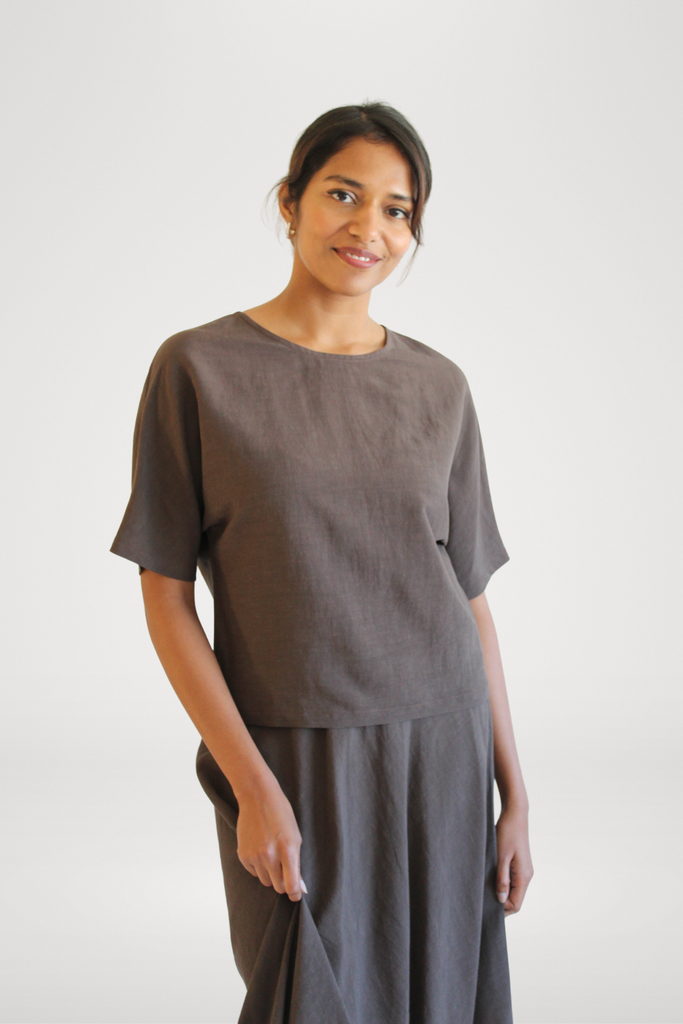 Sattva by Sarah - Everyday Crop Blouse - Espresso