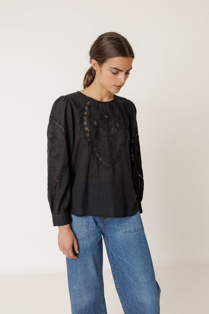 INDI&COLD - Romantic Embroidered Blouse - Black