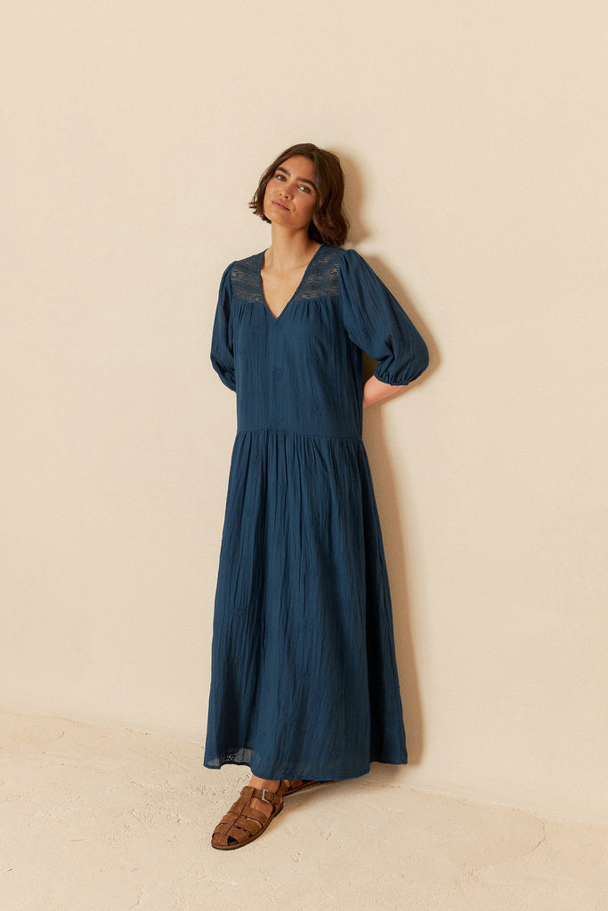INDI&COLD - Balloon Sleeve Dress - Indigo