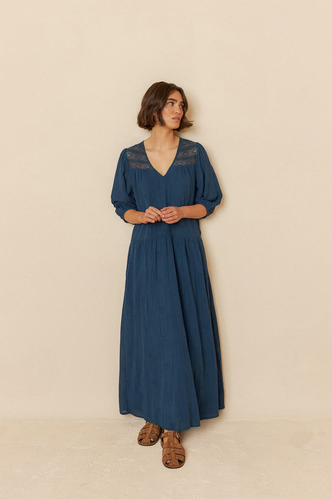 INDI&COLD - Balloon Sleeve Dress - Indigo