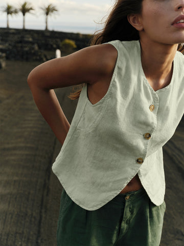 INDI&COLD - Linen Vest - Aqua