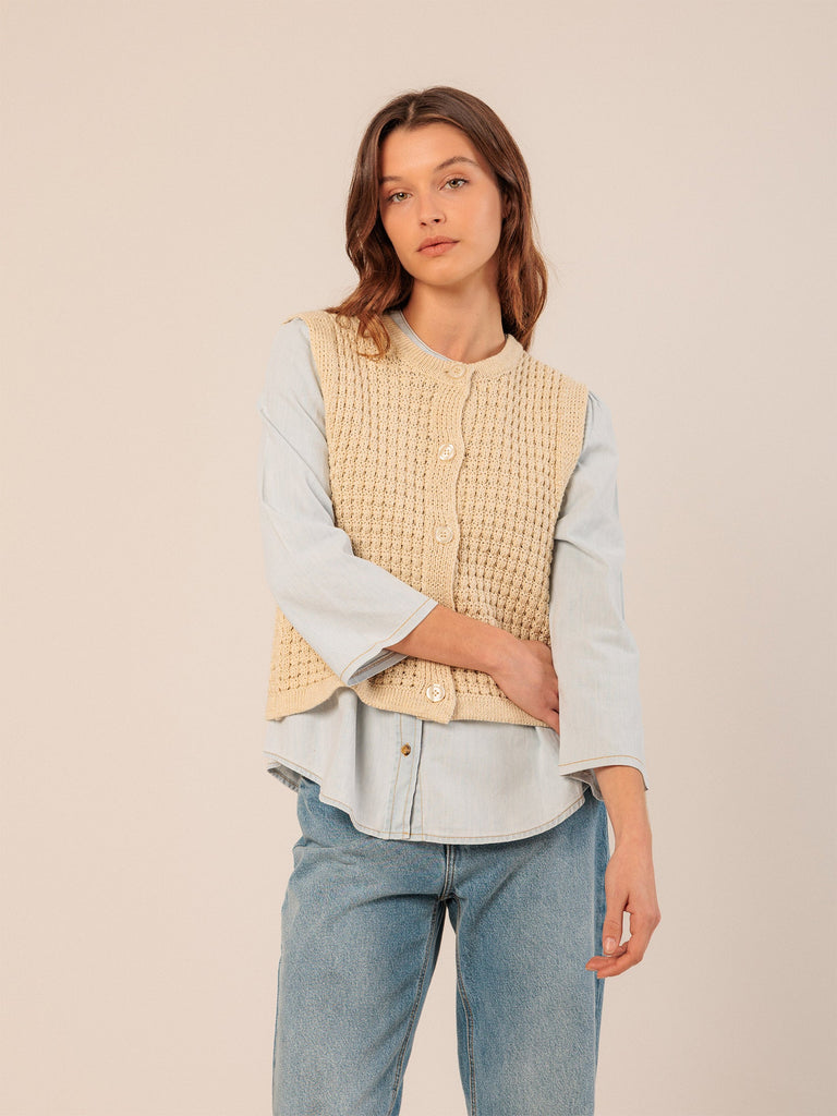 INDI&COLD - Knit Vest with Buttons - Crudo