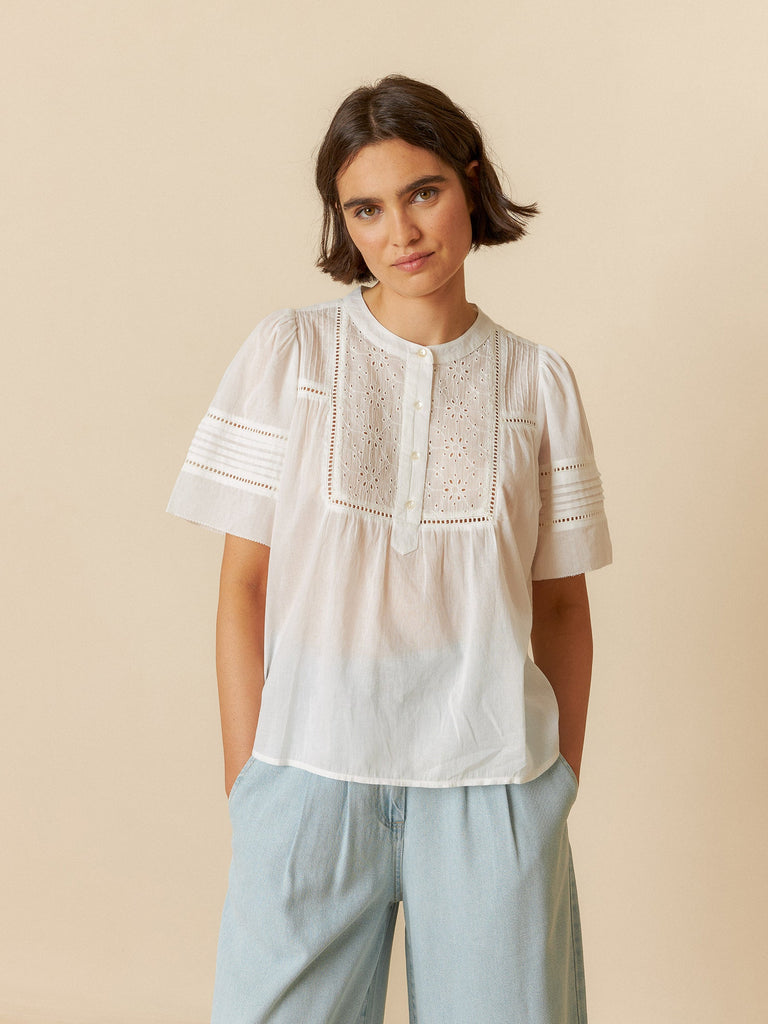 INDI&COLD - Eyelet Detail Blouse - White