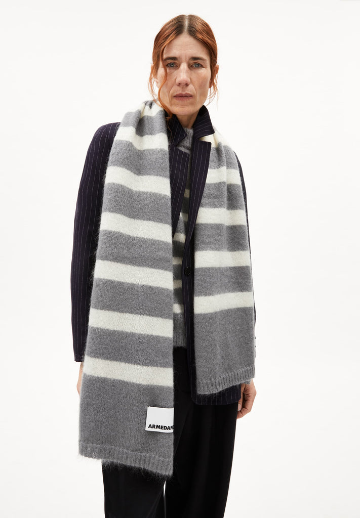 ARMEDANGELS - Yukinaa Stripe Scarf - Iron Cast Oatmilk